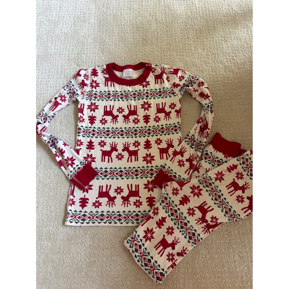 Hanna Andersson Pajamas Kids 14 Dear Deer Holiday Reindeer Fair Isle Set Cotton